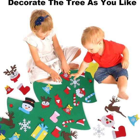 4FT DIY Felt Christmas Tree Set with 36pcs Ornaments 5M 50LED Warm White LED - Picture 7 of 8
